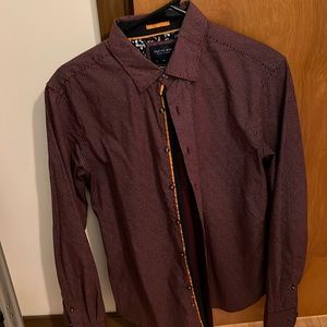 Men’s Small Dress Shirt Cactus Man Ricky Singh Maroon